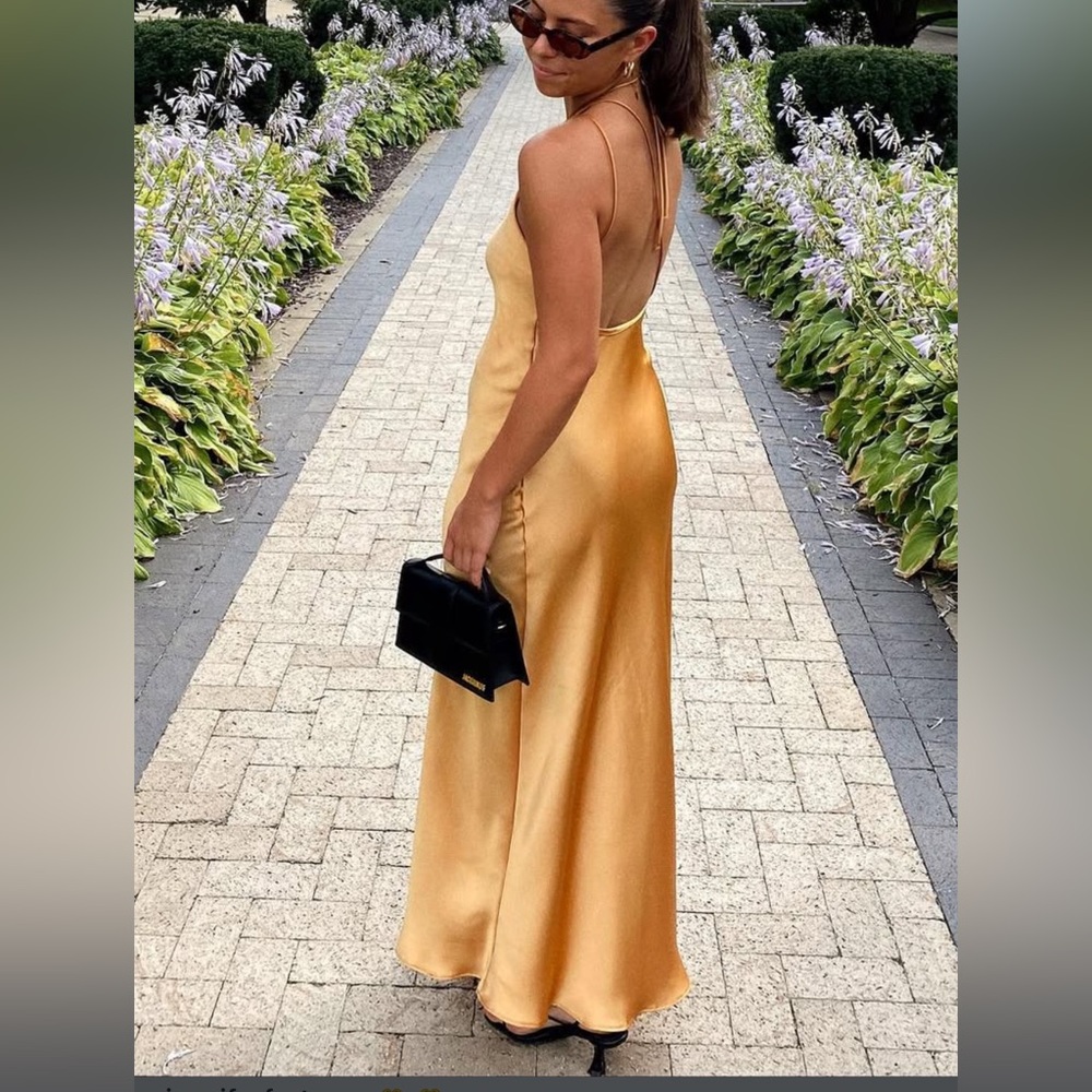 Zara gold satin dress